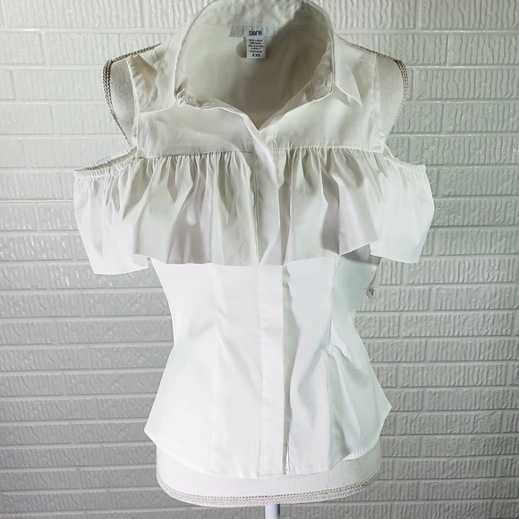 Bar III Blouse Cold Shoulder White - Picture 2 of 8